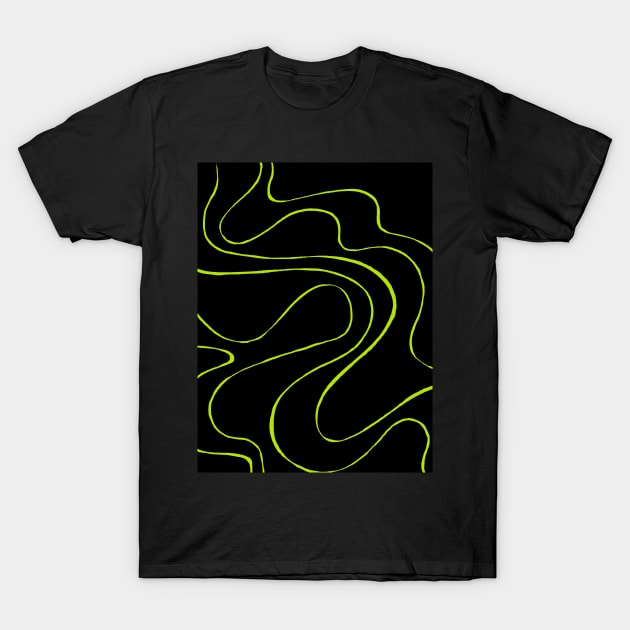 Ebb and Flow 2 in Lime Green and Black T-Shirt by LAEC